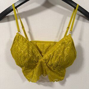 Aerie Green V-Neck Lace Wireless Longline Bralette Size L